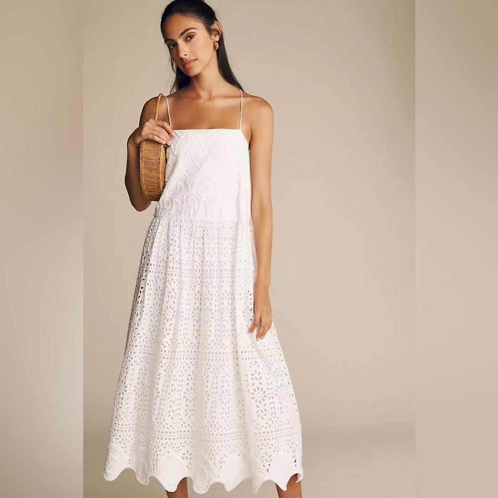 NWT RHODE White Eyelet Midi Dress